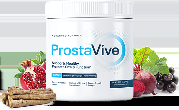One jar of ProstaVive prostate support powder with pomegranate, beetroot and blackcurrants