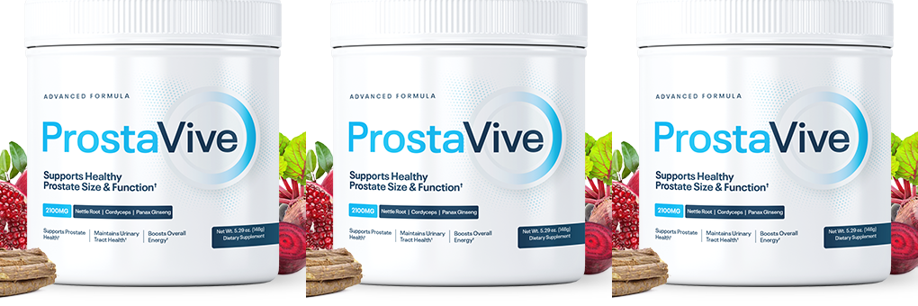 Three jars of ProstaVive prostate support powder — 3-jar package